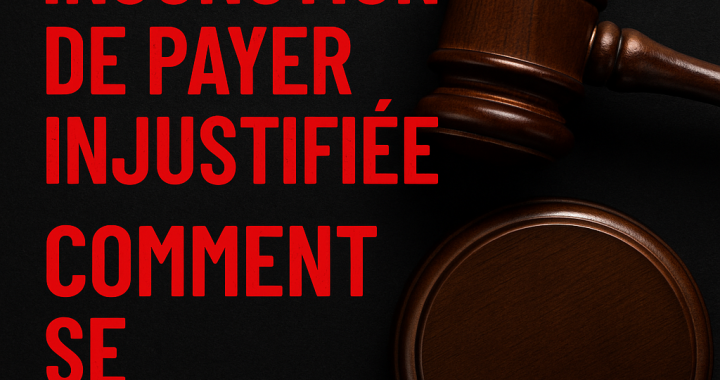 Alerte injonction de payer : visuel représentant un juge et un tampon rouge symbolisant le risque de condamnation injuste, à destination des particuliers.