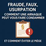 Illustration d’un article de blog expliquant comment une fraude ou une usurpation d’identité peut entraîner une condamnation judiciaire