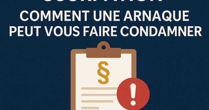Illustration d’un article de blog expliquant comment une fraude ou une usurpation d’identité peut entraîner une condamnation judiciaire